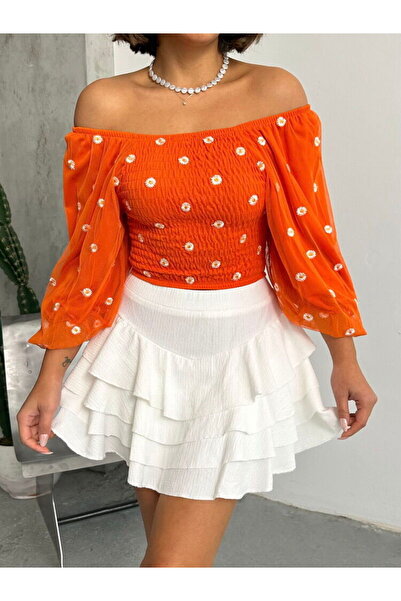 PAZEN MODA papatya desen topshow bluz