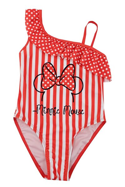 Minnie Mouse Costum de baie dintr-o singură piesă, roșu cu dungi albe