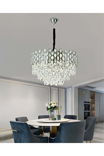 RFAN Candelabru, Model 75003/600, Textură de Cristal, Metal, 10 X E14, Argintiu