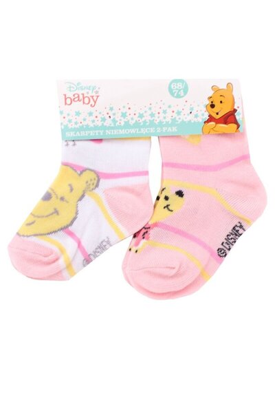 Disney Set 2 Socks, Winnie the Pooh, Pink and White