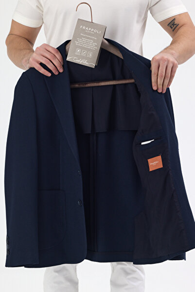 Frappoli Jachetă sport SAMP pentru bărbați, albastru marin, 4 sezoane, din țe...