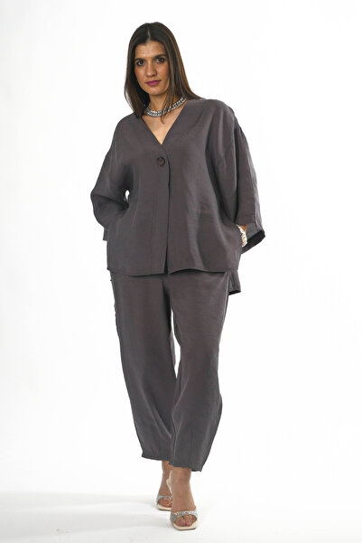 ABBRA Women's Single Button Elastic Waist Shalwar Trousers Set