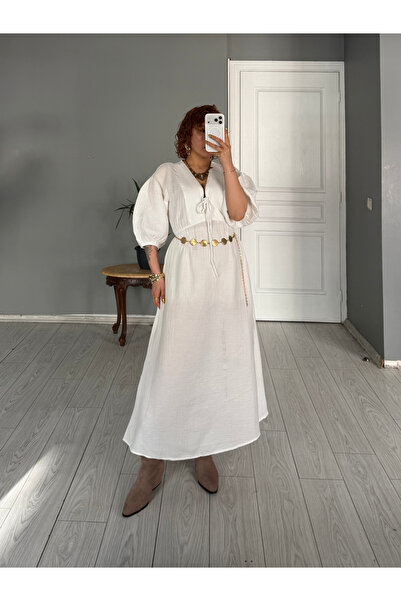 Bak'ap Premium 100% Cotton Muslin Fabric Balloon Sleeve Long Dress