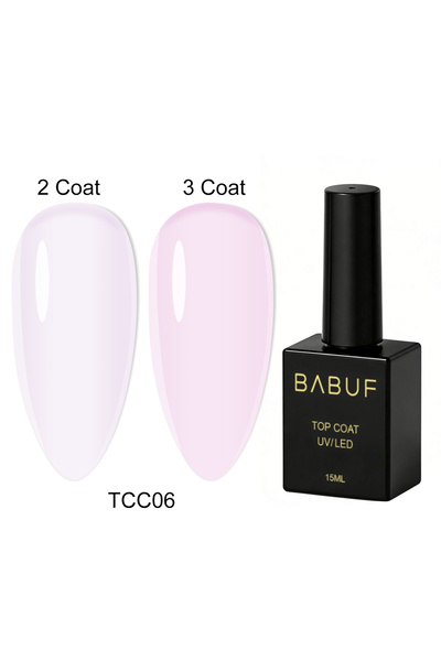 BABUF Top Coat Milky & Nude Collection TCC – Finish Lucios, Protecție UV, 15ml