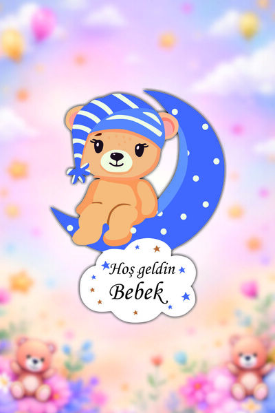 hediyyenvar Ayıcık Konseptli Hoş Geldin Bebek Magneti 10 Adet – Kişiye Özel (...