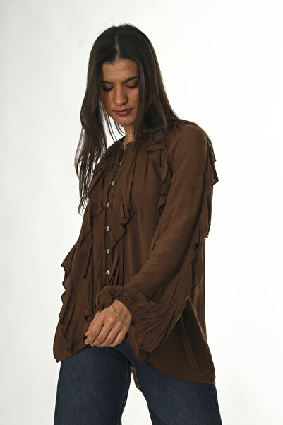 ABBRA Women's Ruffled Loose Blouse