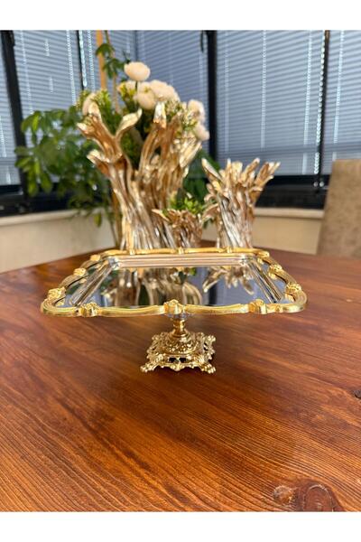 atabey home collection 6 Pieces of Square-Legged Silver Presentation Trays wi...