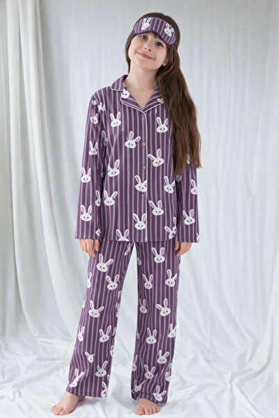 zahider Κοριτσίστικο σετ πιτζάμες με Βαμβάκι κουμπιά, Γιακάς πουκαμίσου μακρυ...