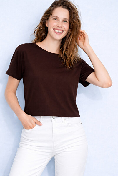 HAKKE Γυναικεία Oysho Υφασμάτινη Μπλούζα Basic Crop