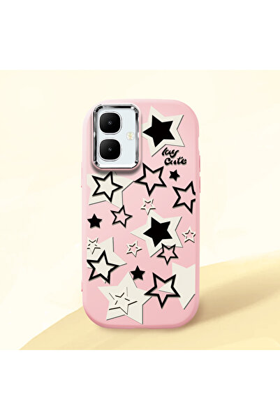 ucuc حافظة من السيليكون باللون الوردي بنمط نجمة متوافقة مع هاتف Infinix Smart...