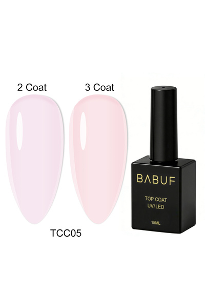 BABUF Top Coat Milky & Nude Collection TCC – Finish Lucios, Protecție UV, 15ml