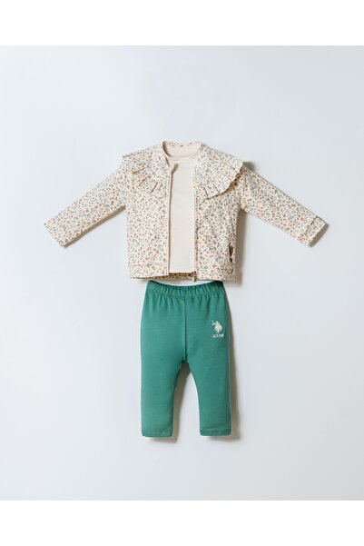 U.S. Polo Assn. Usb2981 Baby Girl 3-Piece Set