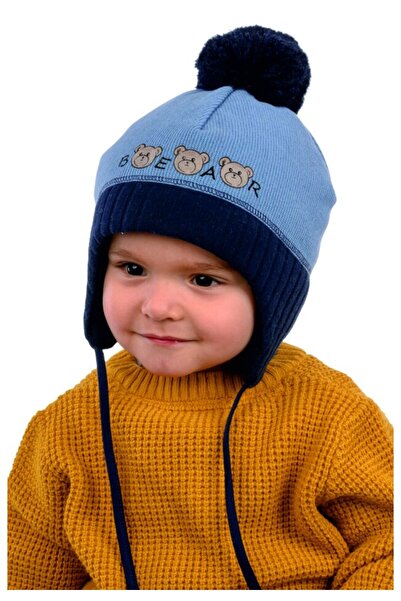 BEAR Căciulă de iarnă, 48% acrilic, ursuleț, albastru