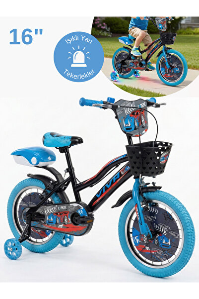 Mach 16 Jant Viva Işıklı Destek Tekerlekli Çocuk Bisikleti 4-7 Yaş Mavi Şişme...