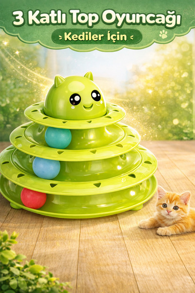 ALÇİN Kedilere Özel 3 Katlı Kedi Oyuncağı Turntable Cat Toy