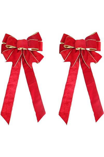NO BRAND 2 Christmas Bows Velvet Bow, 60 x 27 cm Christmas Tree Bow, Christma...
