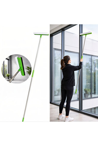 Issa Mop pentru geamuri cu mâner telescopic 1,95 m, racletă și burete 2 în 1,...