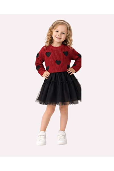 My Lusa baby wear Liya Heart Detailed Knitwear Sweater & Tulle Skirts Girls' ...