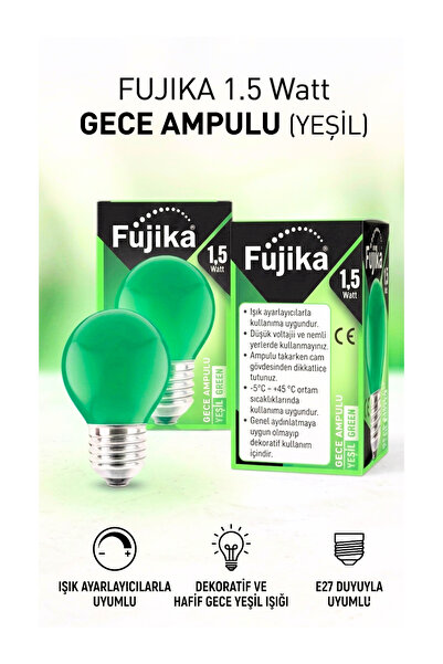 Fujika Gece Ampulu Yeşil 1.5 Watt 5 Adet