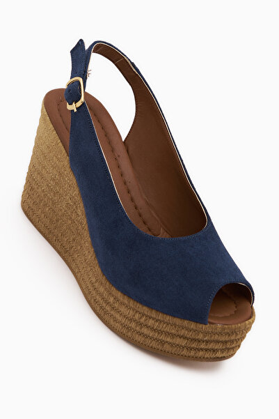 Limoya Caty Navy Blue Suede Wedge Heel Pack Women's Sandals
