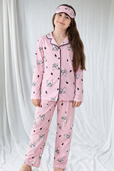 zahider Girl's Cotton Buttoned Shirt Collar Transitional Pajama Set