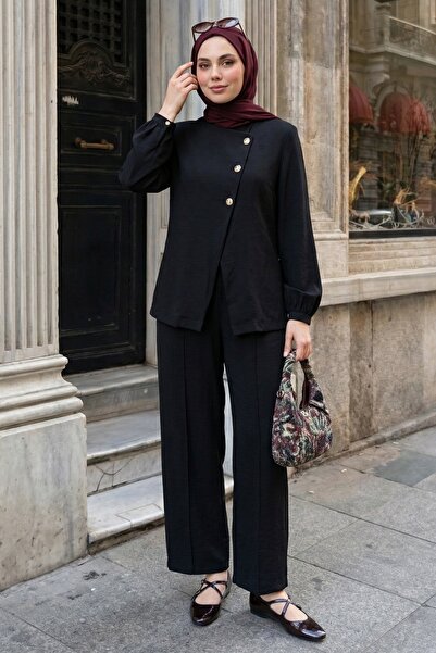 InStyle Μαύρο σετ με ζώνη και τρία κουμπιά Μοντάλ