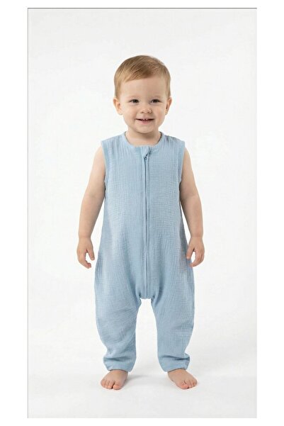 PRICHINDEL Sleeping Bag with Legs, Two Layers, Muslin, Blue