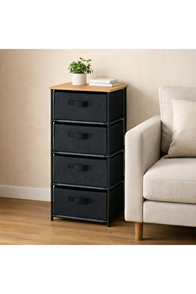 zola Organizer shelf with 4 boxes, steel frame, chipboard top, dimensions 89 ...