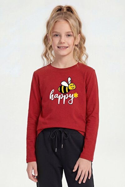 FYK KİDS Round Neck Print Detailed Long Sleeve Girls' Sweatshirt