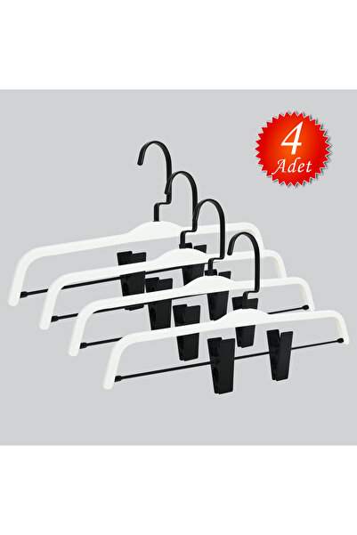 NYN Wooden (Black Hooked Lama) Skirt and Trouser Hangers with Latches, 4 Pieces