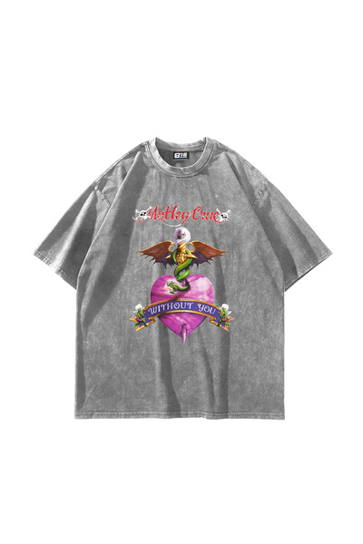 Bak Moda Μπλουζάκι Mötley Crüe με στάμπα, υπερμεγέθη, unisex, πλενόμενο, λευκό
