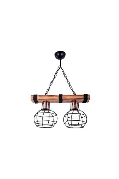 RFAN Pendul rustic RFAN, Model 5719-2, 2 x E27, Înălțime reglabilă, Negru