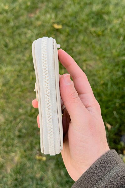 TESBİHKENTİ Cream Color Small Size Fabric Women's Wallet Card Holder