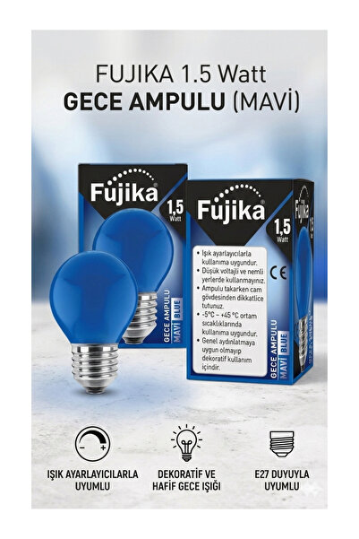 Fujika Gece Ampulu Lacivert 1.5 Watt 5 Adet