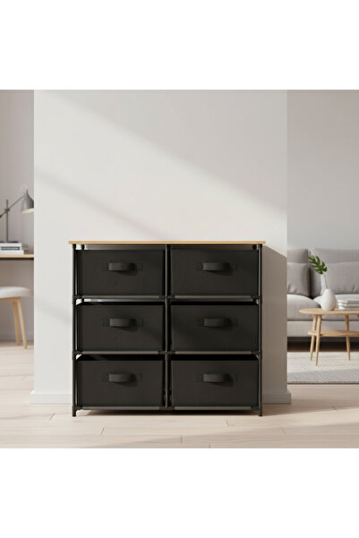 zola Double organizer shelf with 6 boxes, steel frame, chipboard top, dimensi...