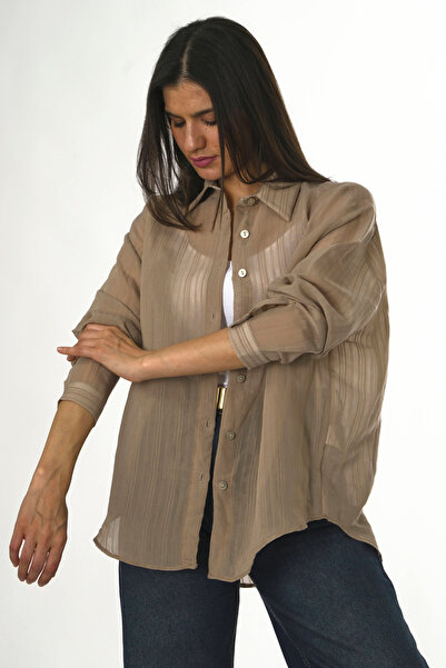 ABBRA Women's Self Patterned Oversized Shirt