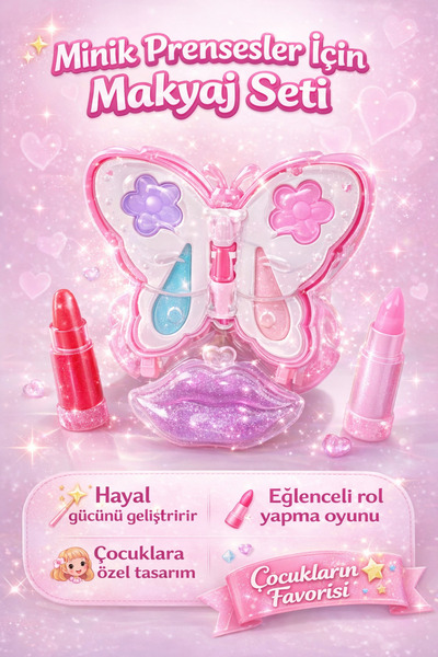 DENAPCAL Minik Prensesim Makyaj Seti-Kelebekli Mini Makyaj Seti