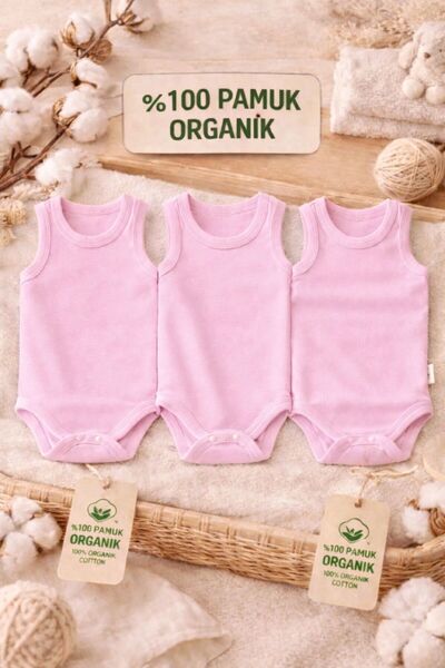 Pico Baby 100% Cotton Organic 3-Piece Snap-On Baby Girl Bodysuit / Baby Under...