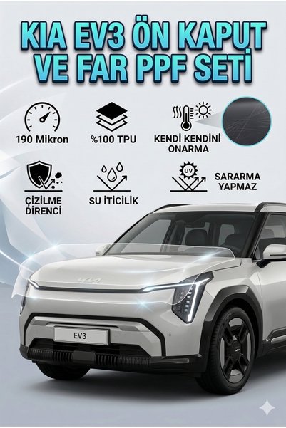 Drive Detailing KIA EV3 Ön Kaput ve Far Koruma PPF Seti - 190 Mikron %100 TPU