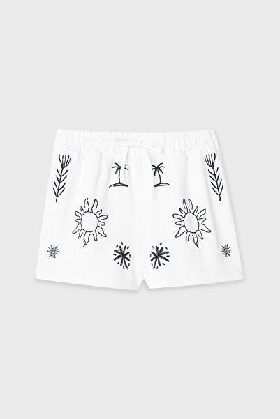 Mudo Relax Fit Embroidered Shorts with Elastic Waist