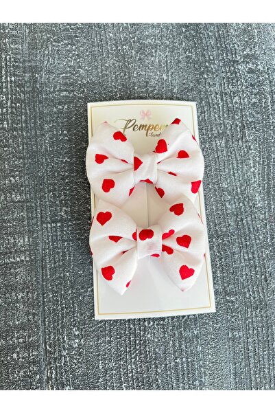 pempem bandana Girl's 2-Piece Large Size Patterned Fluffy Bow Clip Buckle