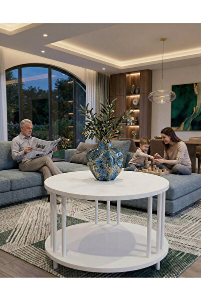 MOONCAPELLA Orta Sehpa Yuvarlak Sehpa Zigon Sehpa İki Katlı Gazetelikli Sehpa