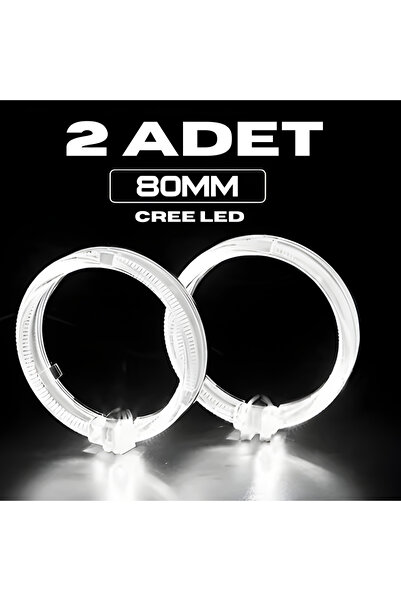 Oto Çizgi 80mm CREE LED Angel Eye Melek Gözü Kristal Beyaz Halka Far Modifiye...