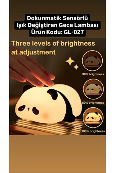 HEPBİMODA Sensörlü Işık Değiştiren Panda Gece Lambası Yumuşak Gece Lambası Yu...