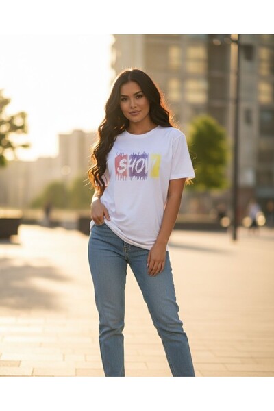 FİTGO Unisex cu imprimeu basic tricou