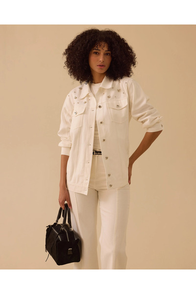 SEÇİL Taş Detaylı Kanvas Ceket