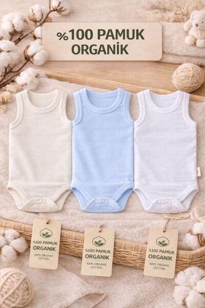 Pico Baby 100% Cotton Organic 3-Piece Snap-On Baby Boy Bodysuit / Baby Unders...