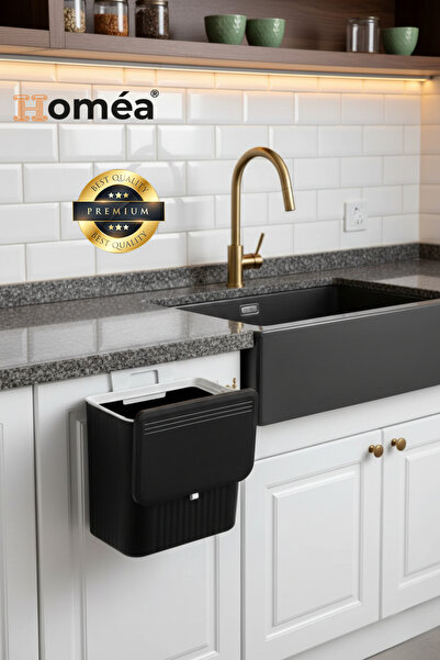 Homea 15 LT Beyaz Çöp Kovası | Tezgah Üstü + Dolap Askılı | Fonksiyonel Kapak...