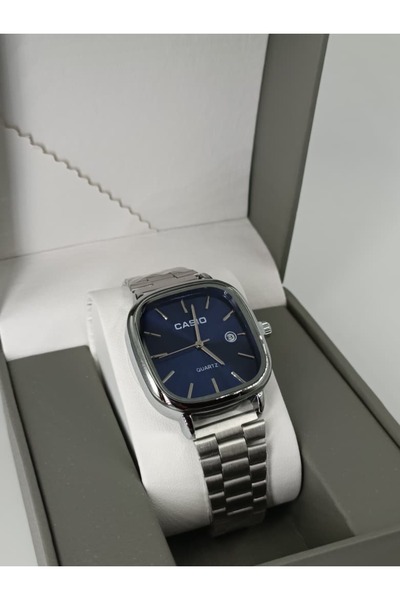 Casio ساعة كاسيو مربعة أصلية مينا أزرق/أسود/أخضر | ستانلس ستيل فاخر | كوارتز ...