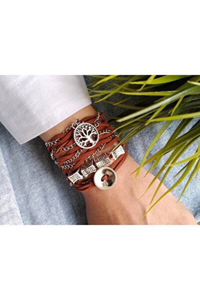 ZeynDesign Kahverengi Süet Hayat Ağacı Wrap